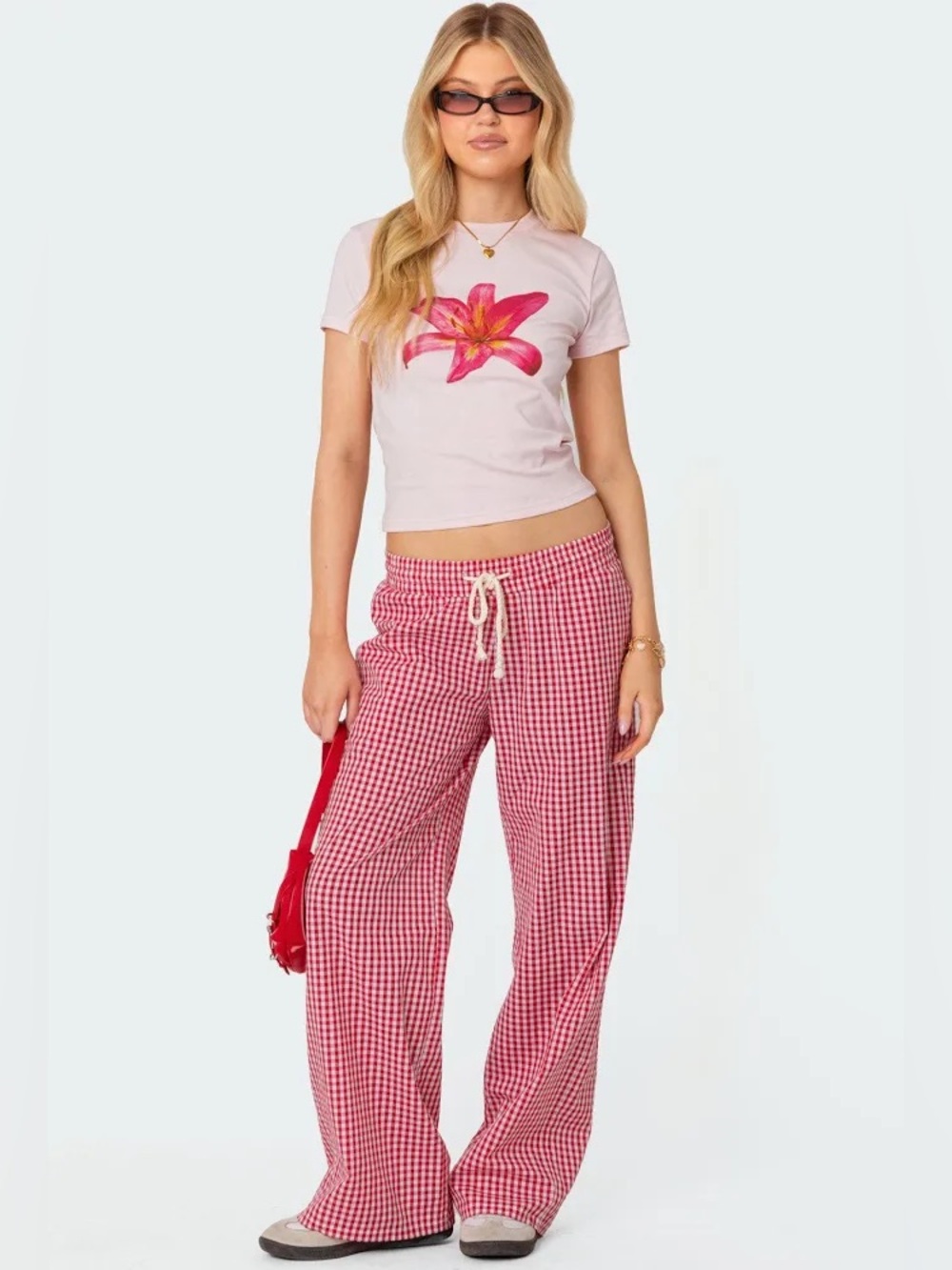 EDIKTED red gingham Tanya pant